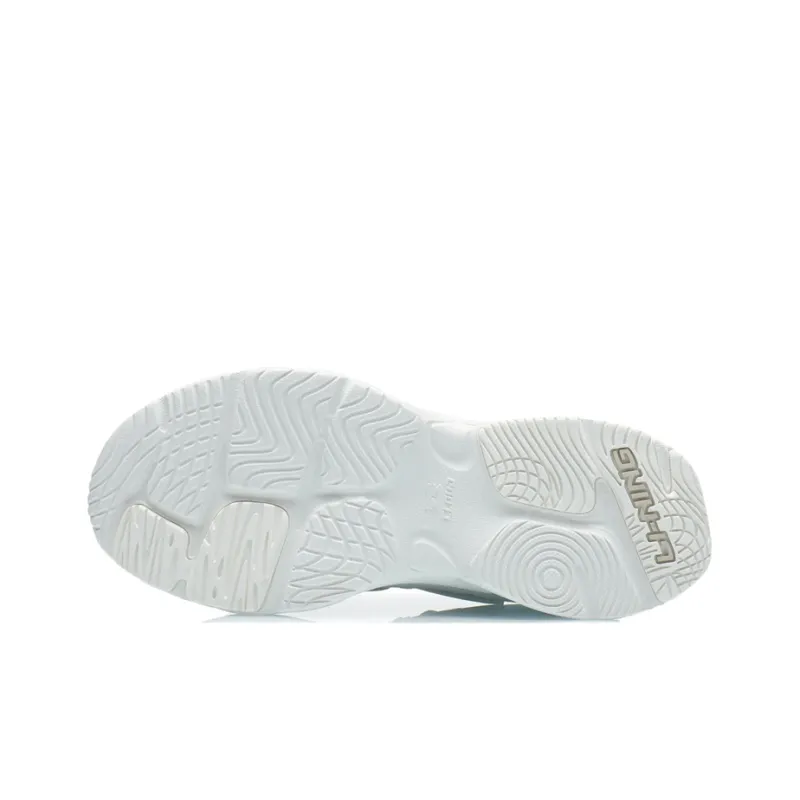 LiNing Cushioned Slip Resistant Abrasion Resistant Low Top Running Shoes Women's Ecru-4