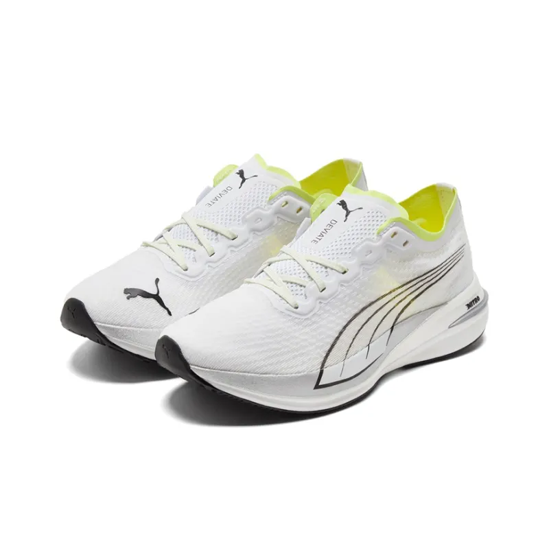 PUMA Deviate NITRO Cushioning, Breathable, Moisture Wicking Low Top Running Shoes Women's White Light Yellow-2