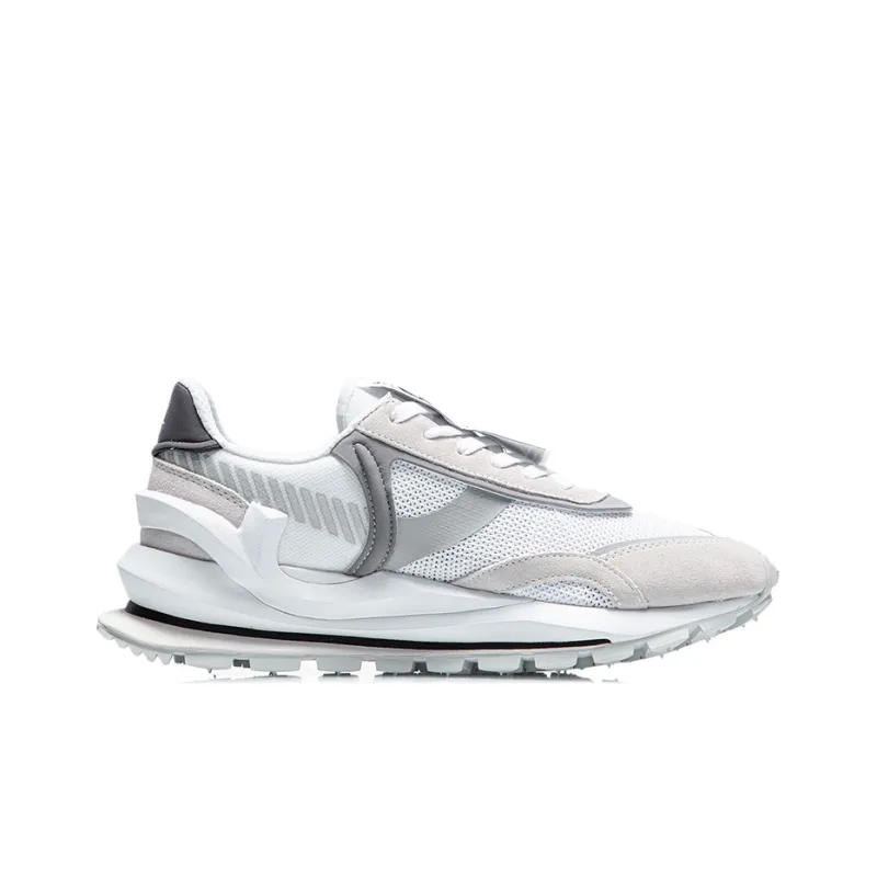 LiNing Anti Slip Wear Resistant Low Top Running Shoes Men's White Sand Gray-1