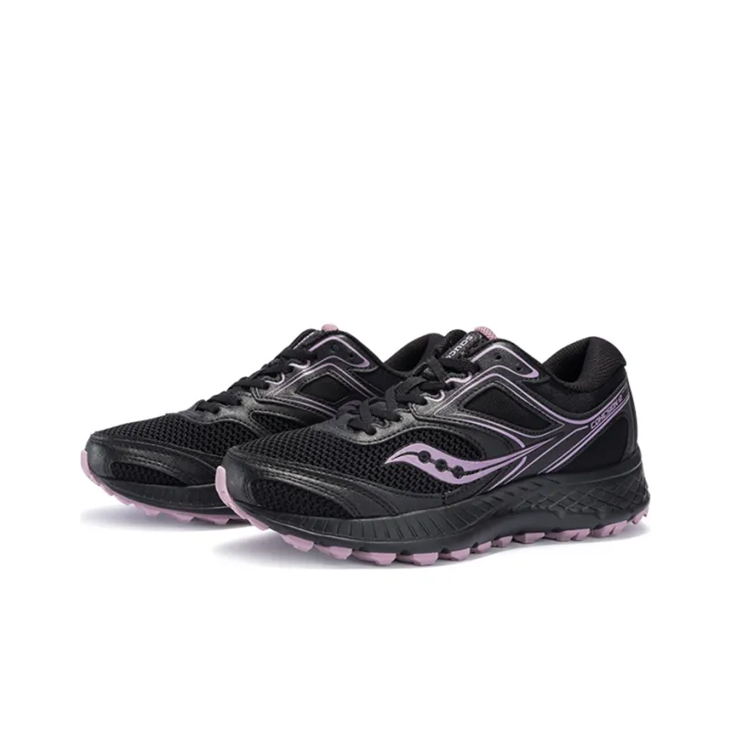 Saucony Cohesion 12 Cushioning Anti Slip Wear Resistant Breathability Low Top Running Shoes Women's Black Purple-2