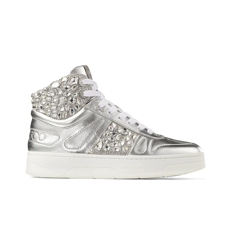 Jimmy Choo Hawaii HI Top/F Hawaii High Top Stylish Skateboarding Shoes Women's Silver-1