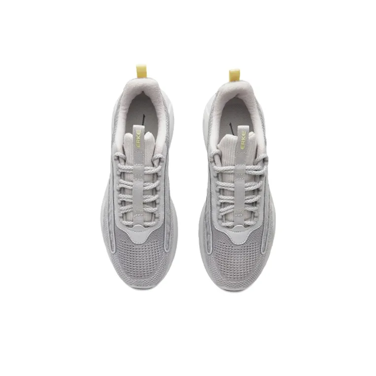Erke Cushioning Anti-Slip Wear-Resistant Breathability Low-Top Running Shoes Women's Gray-2