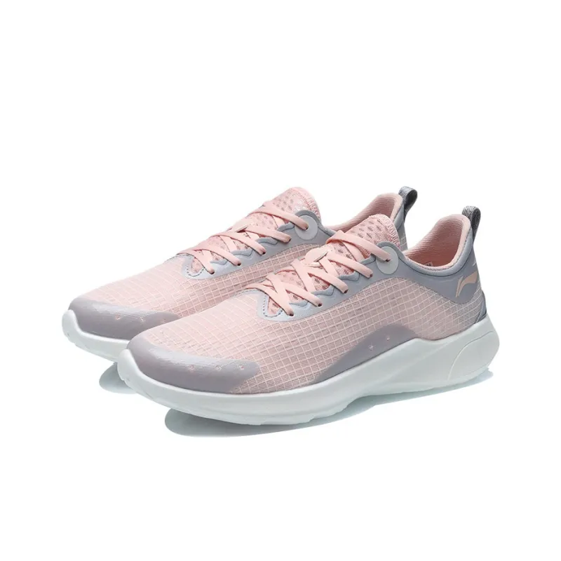 LiNing Qingyi Anti Slip Wear Resistant Low Top Running Shoes Women's Pink Gray-2