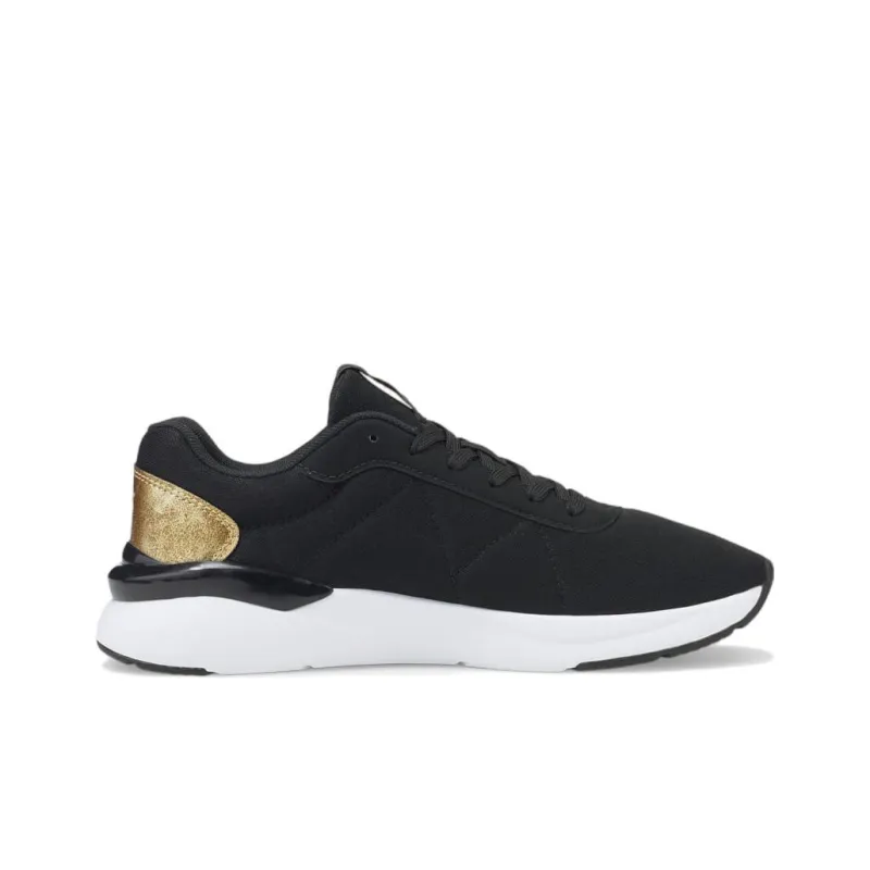 PUMA Rose Raw Metallics W Running Shoes Women's Low-Top Black/Gold/White-1