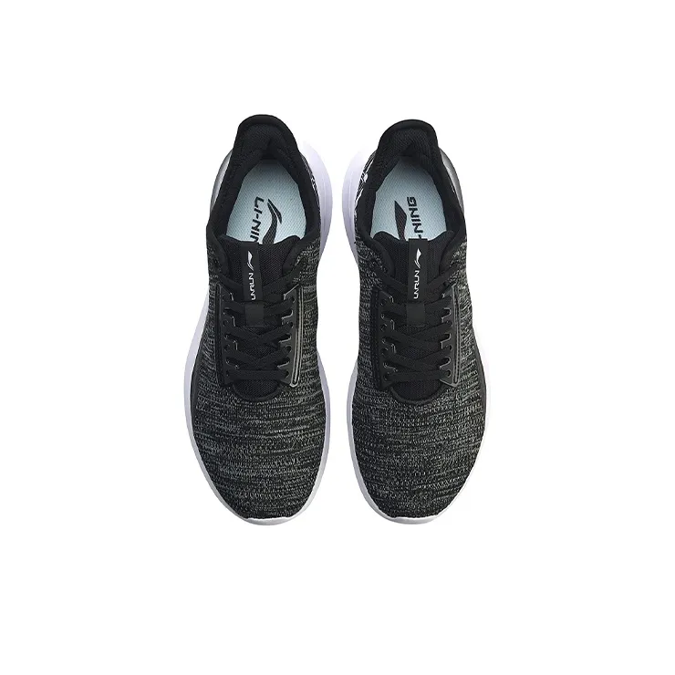 LiNing Akasaka Anti Slip Wear Resistant Low Top Running Shoes Unisex Black White-3