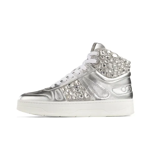 Jimmy Choo Hawaii Skateboard Shoes Women's High-Top Silver