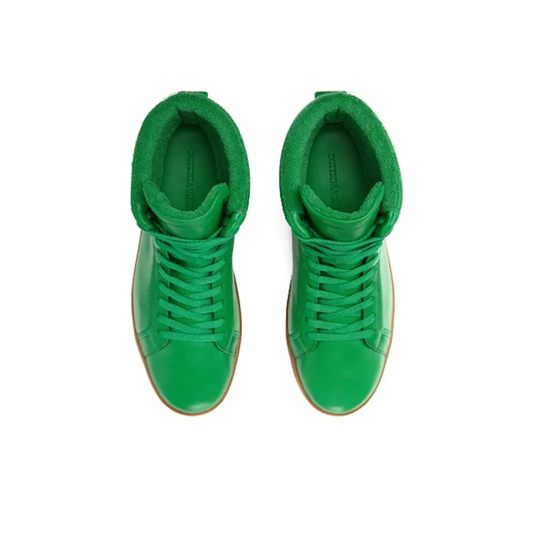 Bottega Veneta Quilt High Top Stylish Skateboarding Shoes Men's Green Brown-2