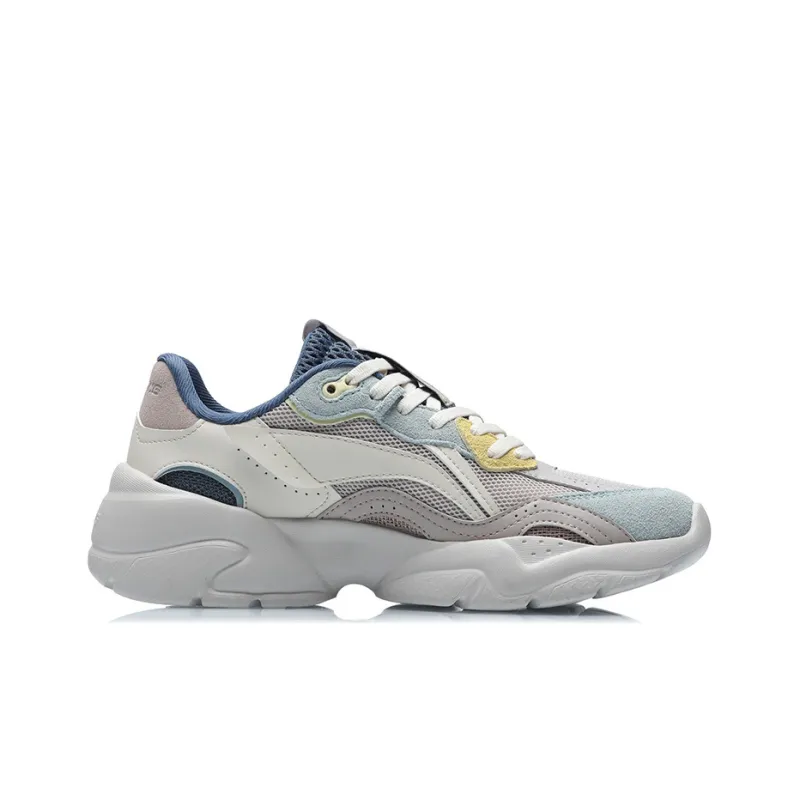 LiNing Low-Top Running Shoes Women's Grey Orchid Yellow Classic Casual-1