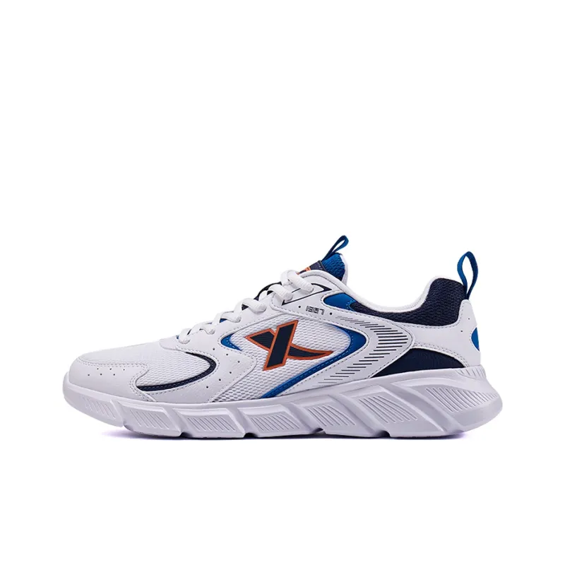 XTEP Cushioned Slip-Resistant Breathable Low-Top Running Shoes Men's White Blue-0