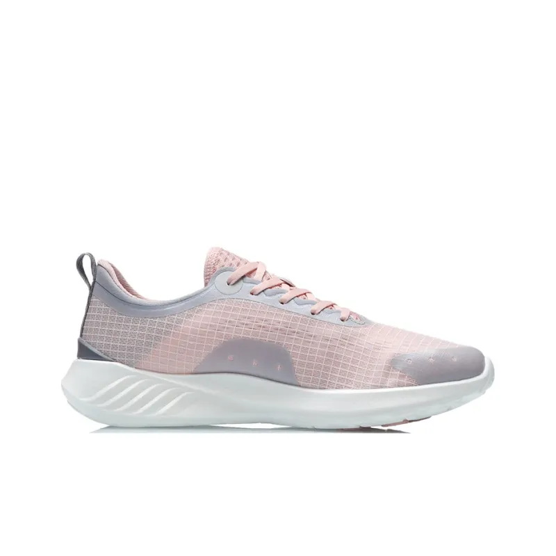 LiNing Qingyi Anti Slip Wear Resistant Low Top Running Shoes Women's Pink Gray-1
