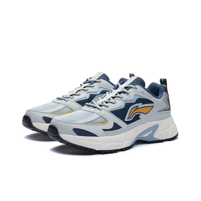LiNing Cushioning Anti Slip And Wear Resistant Low Top Running Shoes Men's Gray Green-2