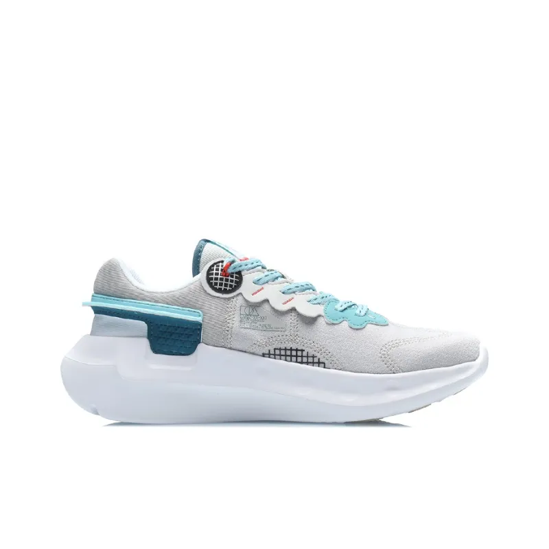 LiNing Getaway Cushioned Anti-Slip Wear-Resistant Breathable Lightweight Low-Top Running Shoes Unisex Gray Blue-1