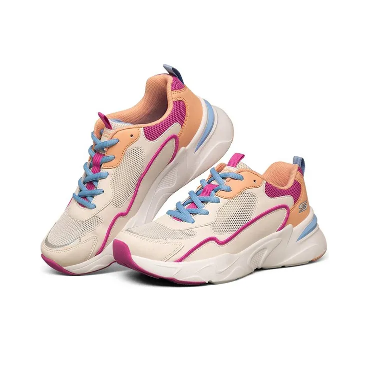 Skechers BOBS BAMINA Cushioning Anti Slip Wear Resistant Breathability Low Top Running Shoes Women's Beige Pink White-2