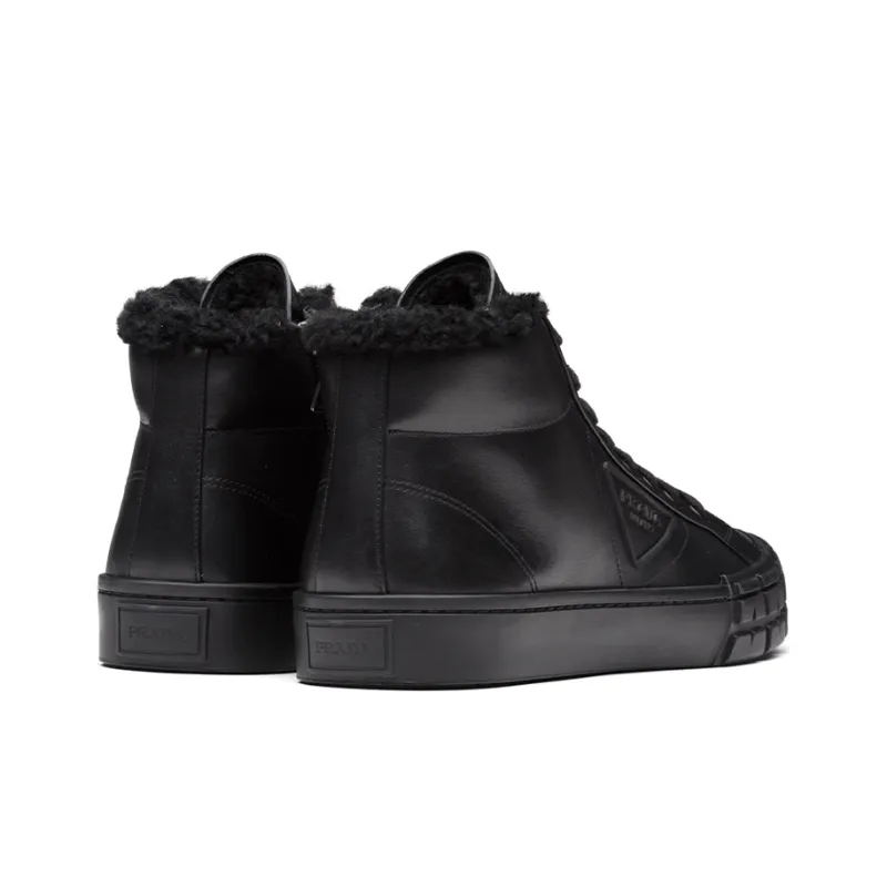 PRADA Cassetta Wheel Skateboard Shoes Men High-Top Black-2