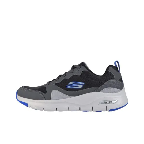 Skechers Arch Fit Running Shoes Men Low-Top Black Gray