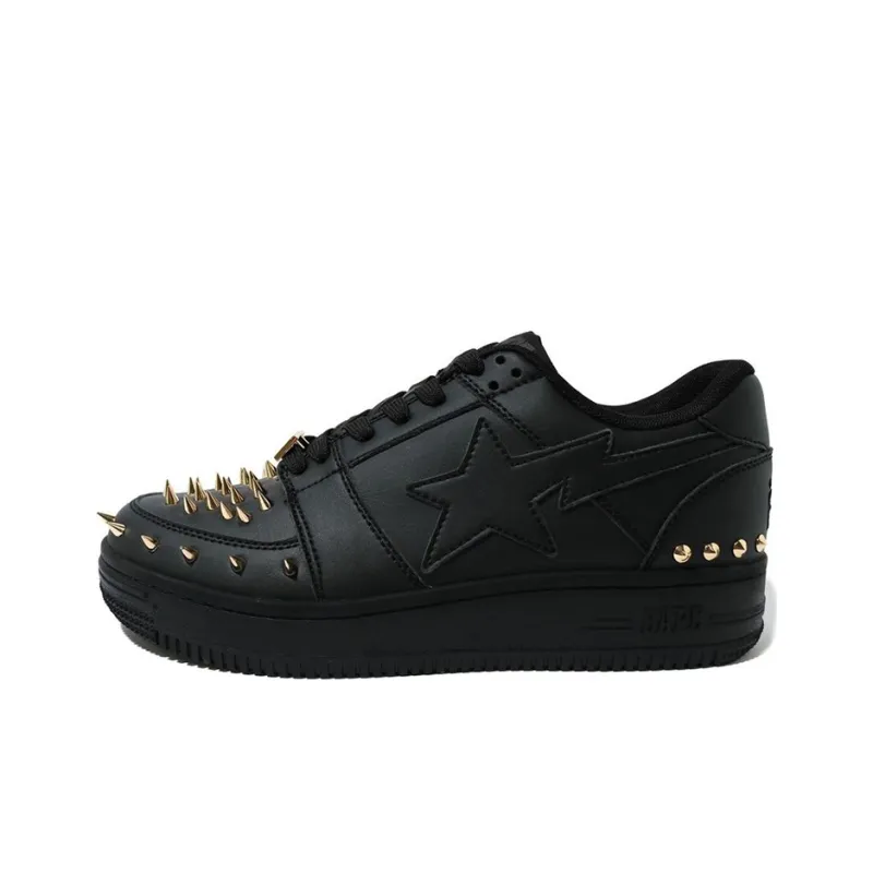 A BATHING APE STA Low Stylish Skateboarding Shoes Unisex Black-0