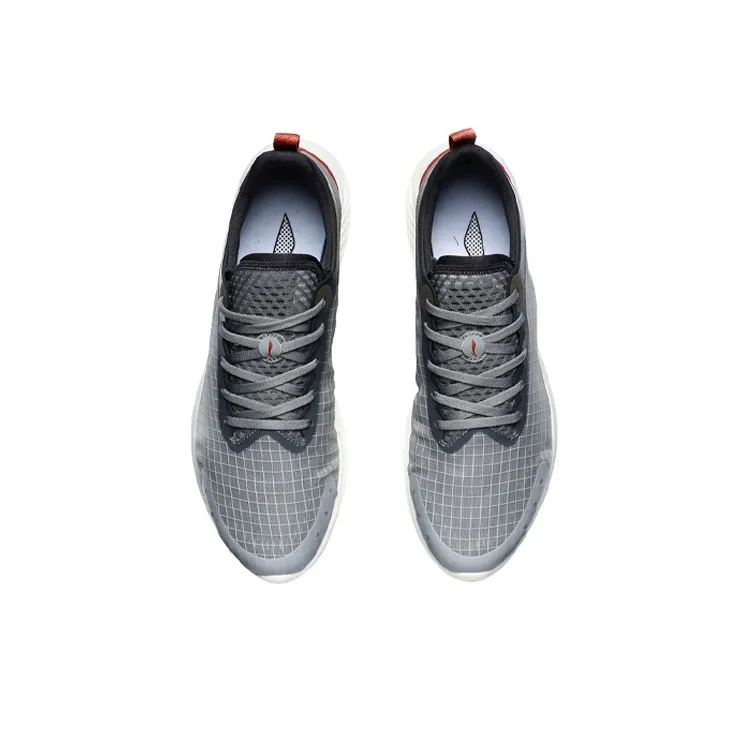 LiNing Effortless Cushioned Anti Slip And Wear Resistant Lightweight Low Top Running Shoes Men's Stone Gray-3