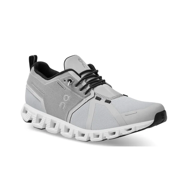 On Running Cloud 5 Waterproof Glacier Grey White Women's-2