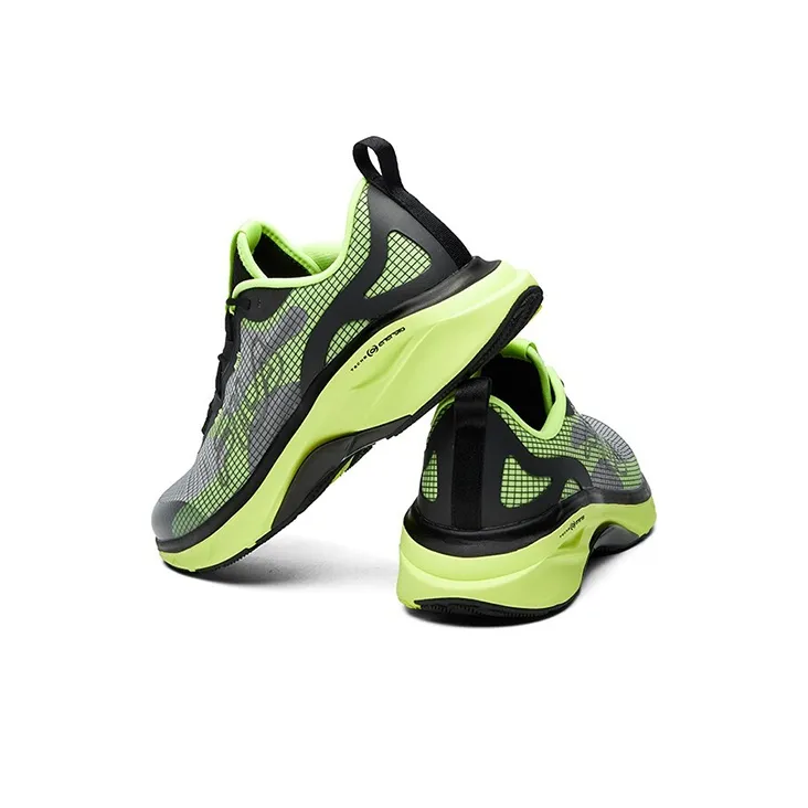 FILA Athletics Cushioning Anti Slip Wear Resistant Breathability Low Top Running Shoes Men's Black Green-4