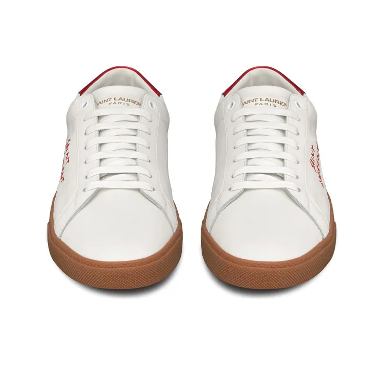 SAINT LAURENT SL/06 Court Low Top Stylish Skateboarding Shoes Women's White Red-3