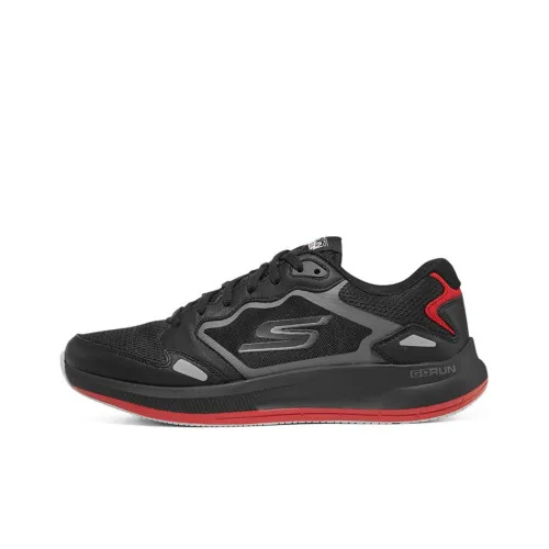 Skechers Go Run Pulse Cushioning Anti Slip Wear Resistant Breathability Low Top Running Shoes Men's Black Red
