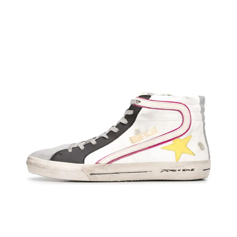 Golden Goose Slide Skateboard Shoes Men Mid-Top Black/White-0