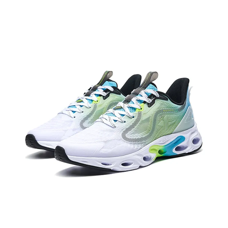 XTEP Slip Resistant Cushioning Wear Resistant Low Top Running Shoes White Green-2