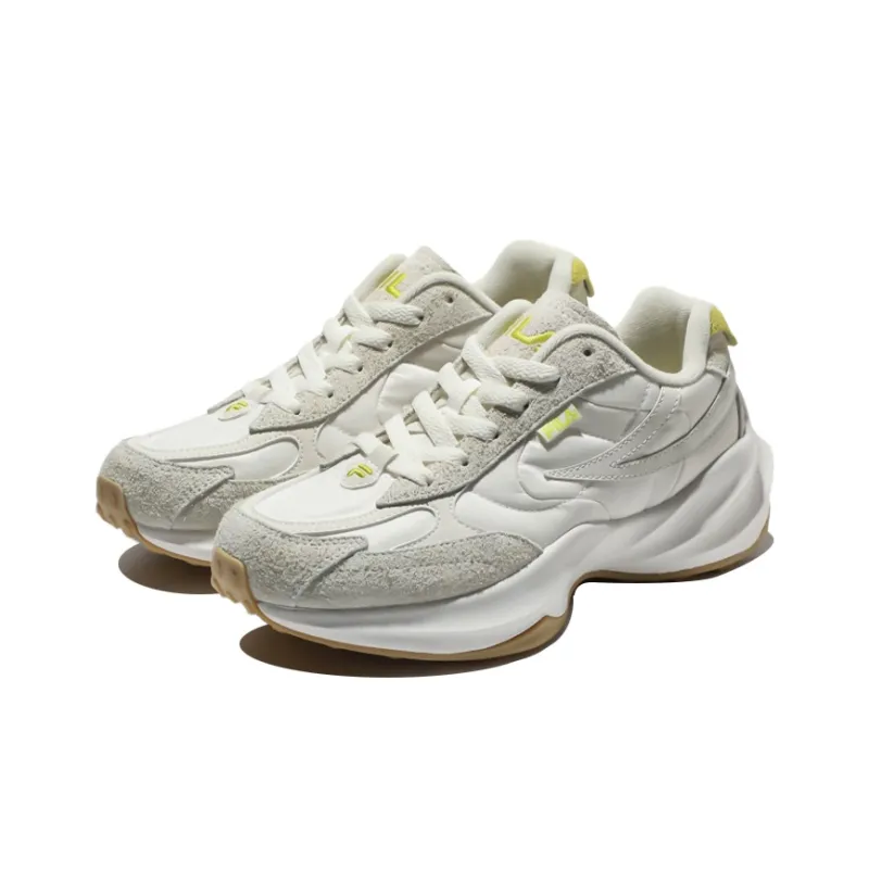 FILA Cushioning Anti Slip And Wear Resistant Low Top Running Shoes Unisex White Gray Yellow Korean Style-1
