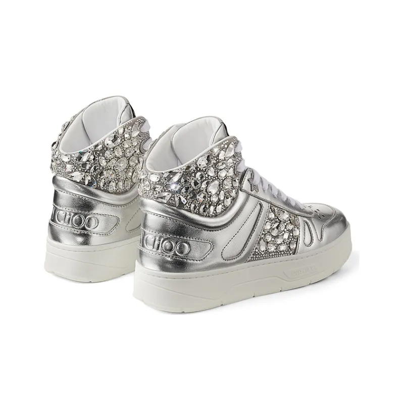 Jimmy Choo Hawaii HI Top/F Hawaii High Top Stylish Skateboarding Shoes Women's Silver-3
