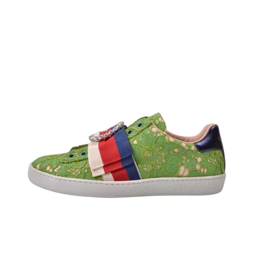 gucci Concert-print ACE Low Top Stylish Skateboarding Shoes Women's Green