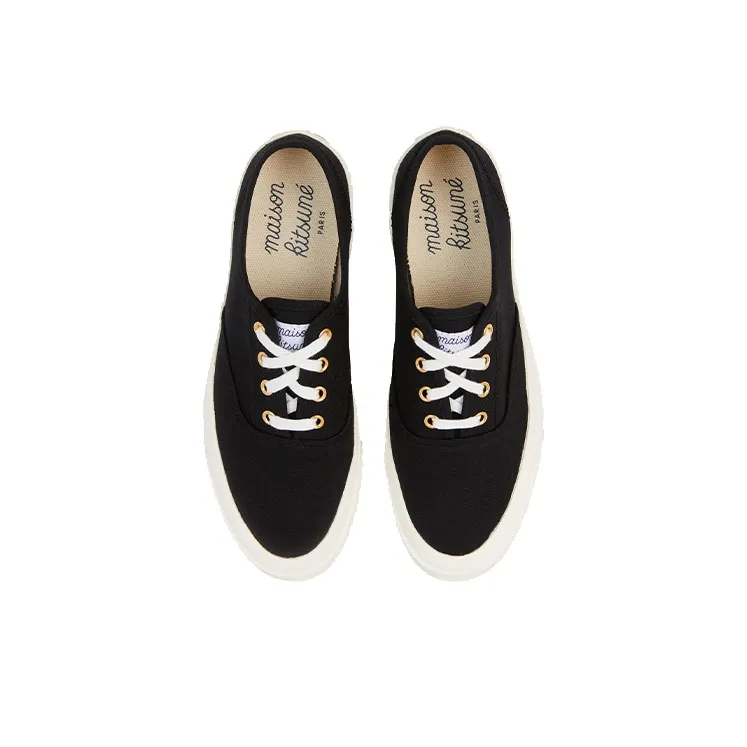 Maison Kitsune Low Top Stylish Skateboarding Shoes Unisex Black-3