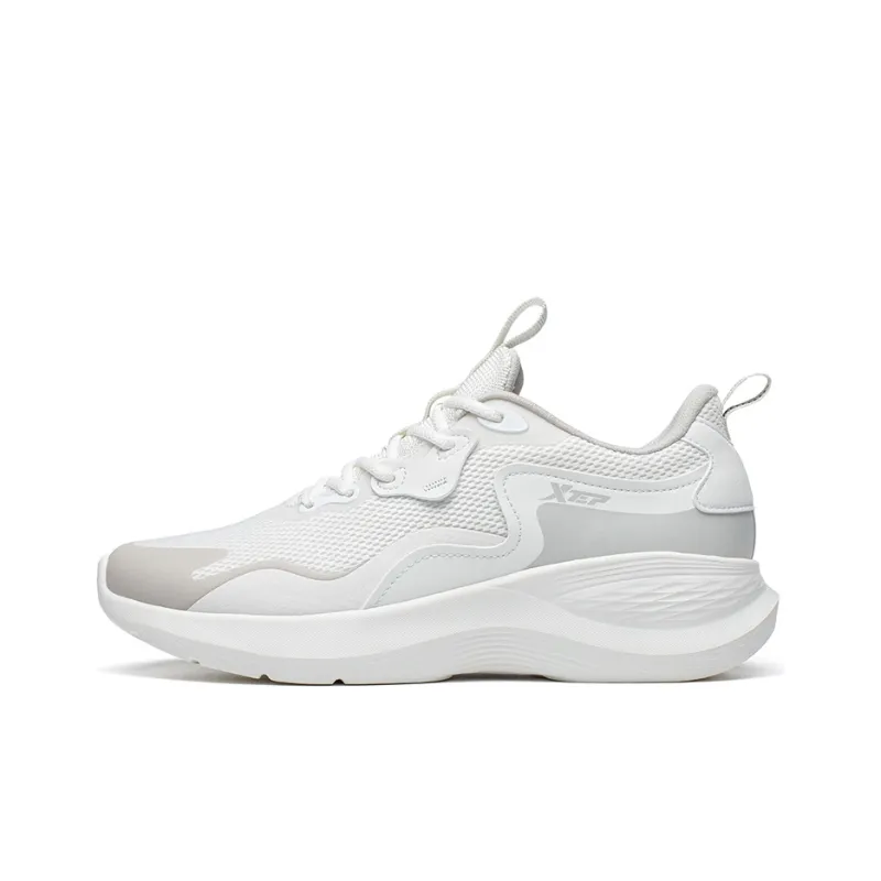 XTEP Cloud DC Cushioned Anti Slip And Wear Resistant Lightweight Low Top Casual Running Shoes Women's White Gray-0
