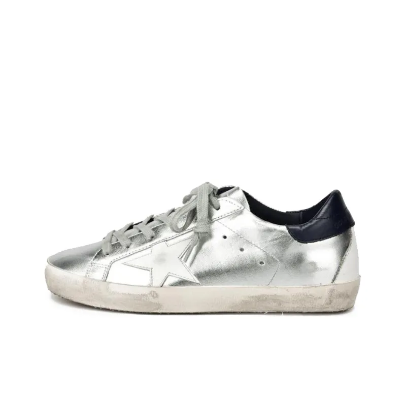 Golden Goose Super Star Skateboard Shoes Women's Low Top Silver/Black-0
