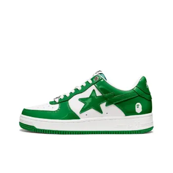 A BATHING APE STA Low Stylish Skateboarding Shoes Men's White Green
