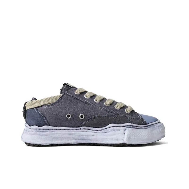 Nigel Cabourn x MIHARA YASUHIRO Low-Top Stylish Skateboarding Shoes Men's Distressed Grey-1