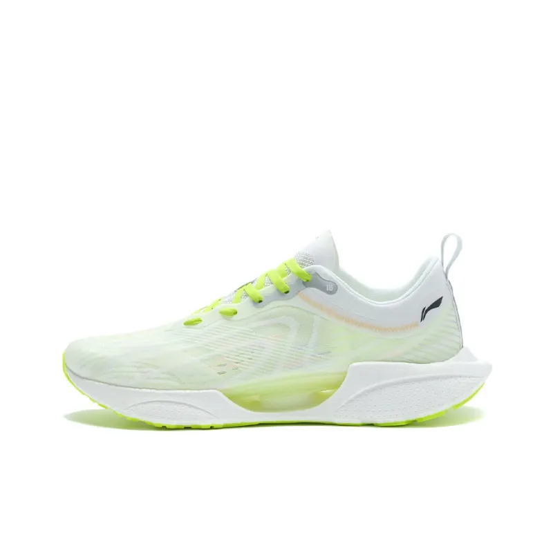 LiNing Super Light 18 䨻 Cushioning, Slip Resistant, And Abrasion Resistant Low Top Running Shoes Men's White Neon Green-0