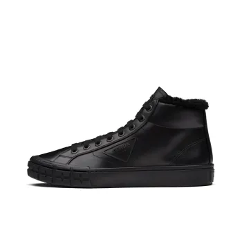 PRADA Cassetta Wheel Skateboard Shoes Men High-Top Black