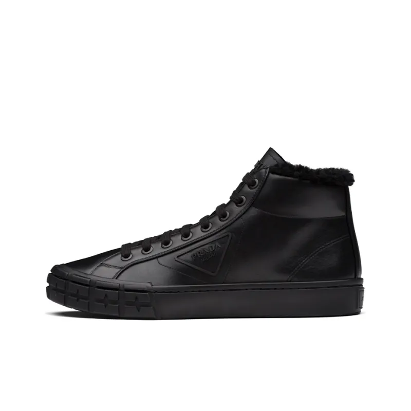 PRADA Cassetta Wheel Skateboard Shoes Men High-Top Black-0