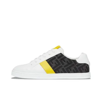 FENDI Leather Low Top White Yellow