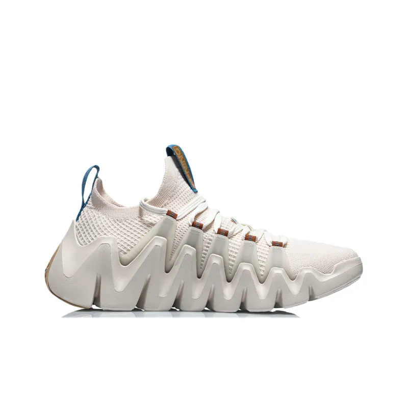 LiNing Phantom Stab Cushioning Anti-Slip Wear-Resistant Breathability Low-Top Running Shoes Men's Egg Cream Gray-1