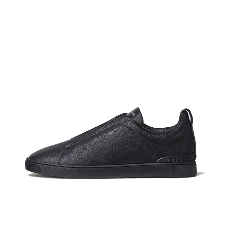 Zegna Triple Stitch Stylish Skateboarding Shoes Men's Black-0