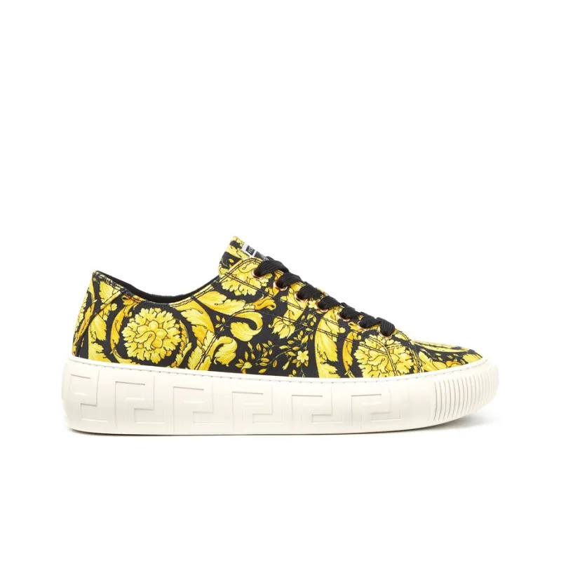 VERSACE Barocco Low Top Stylish Skateboarding Shoes Women's Yellow-1