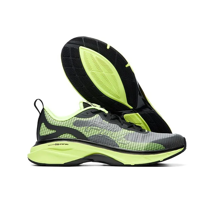 FILA Athletics Cushioning Anti Slip Wear Resistant Breathability Low Top Running Shoes Men's Black Green-5