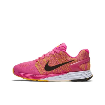 Nike LunarGlide 7 Cushioned Anti-Slip Wear-Resistant Breathable Lightweight Low-Top Running Shoes Women's Pink Yellow