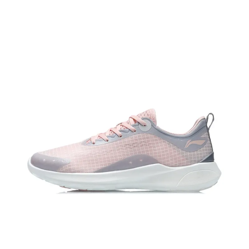 LiNing Qingyi Anti Slip Wear Resistant Low Top Running Shoes Women's Pink Gray-0