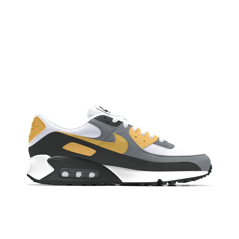 Nike Air Max 90 Running Shoes Men Low-Top Gray/Yellow/Black-1