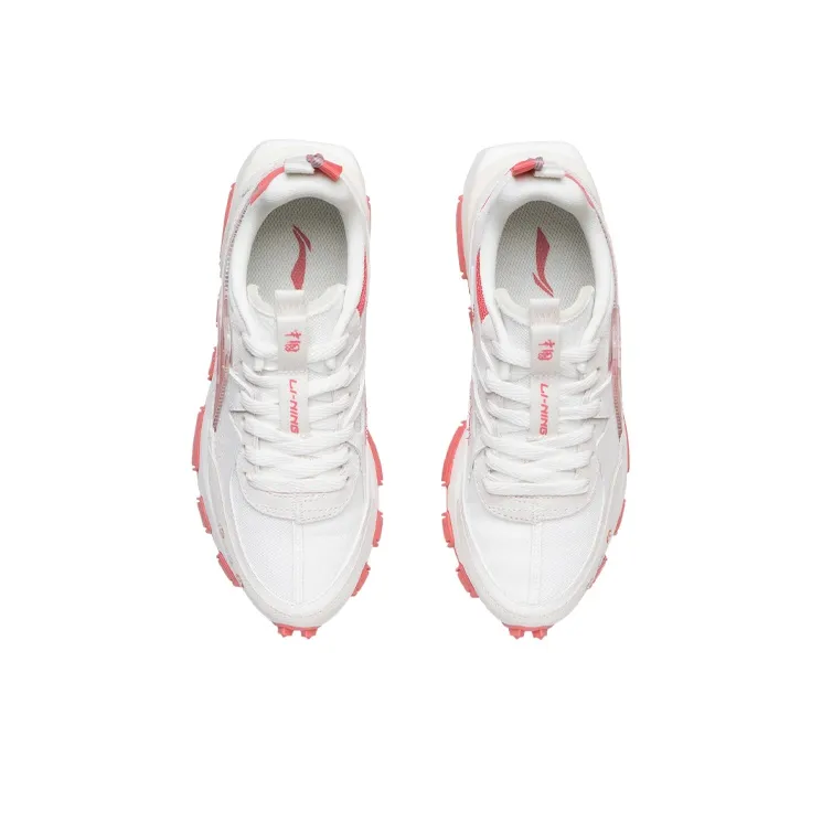 LiNing Cushioning Low Top Running Shoes Women's White Red-3