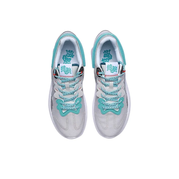 LiNing Getaway Cushioned Anti-Slip Wear-Resistant Breathable Lightweight Low-Top Running Shoes Unisex Gray Blue-3