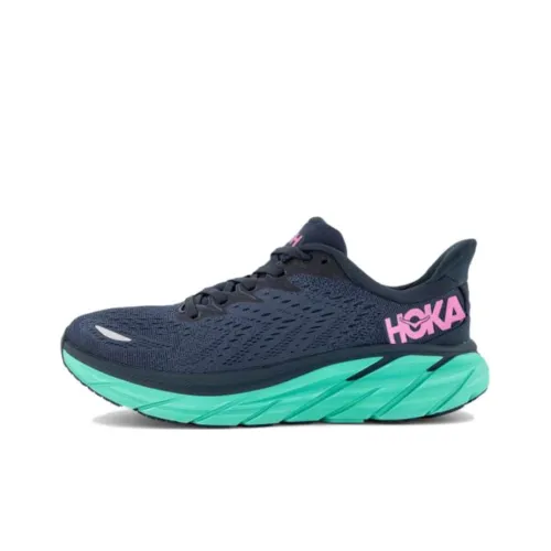 HOKA ONE ONE Clifton 8 Running Shoes Women's Low-Top Blue/Green