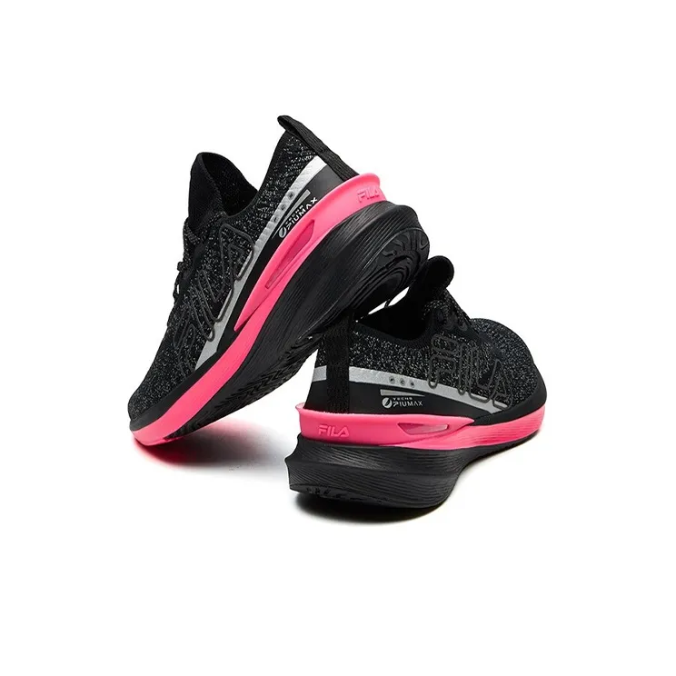 FILA Athletics Cushioning Anti-Slip Wear-Resistant Breathability Low-Top Marathon Running Shoes Women's Black Pink-5